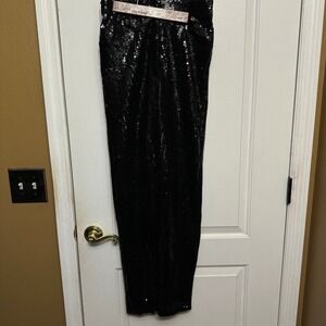 Jeanette for St. Martin  Women's Black Sequin Dress Pants Size 8 Vintage Party